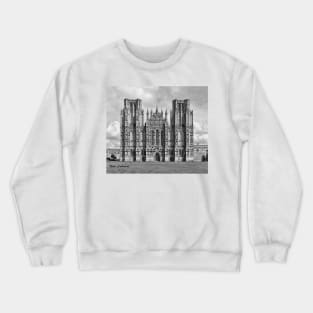 Wells Cathedral in Black and white Crewneck Sweatshirt